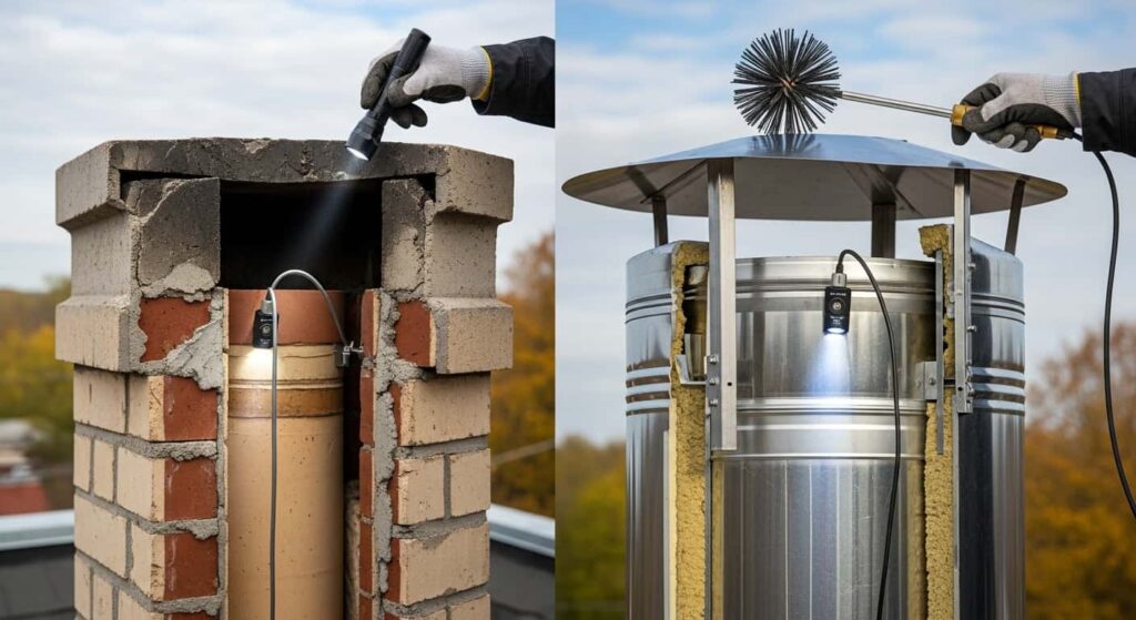 masonry vs metal chimneys inspection