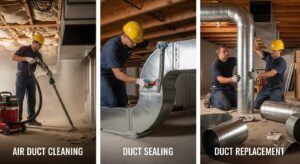 air duct cleaning vs duct sealing vs duct replacement